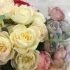 Lili artificial flowers, living room, dining room, venue decoration flowers, 5-pronged 10-head artificial heart-shaped camellia wholesale Specification image